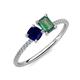 3 - Elyse 6.00 mm Cushion Shape Lab Created Blue Sapphire and 7x5 mm Emerald Shape Lab Created Alexandrite 2 Stone Duo Ring 