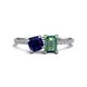 1 - Elyse 6.00 mm Cushion Shape Lab Created Blue Sapphire and 7x5 mm Emerald Shape Lab Created Alexandrite 2 Stone Duo Ring 