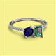 2 - Elyse 6.00 mm Cushion Shape Lab Created Blue Sapphire and 7x5 mm Emerald Shape Lab Created Alexandrite 2 Stone Duo Ring 