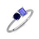 3 - Elyse 6.00 mm Cushion Shape Lab Created Blue Sapphire and 7x5 mm Emerald Shape Tanzanite 2 Stone Duo Ring 