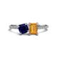 1 - Elyse 6.00 mm Cushion Shape Lab Created Blue Sapphire and 7x5 mm Emerald Shape Citrine 2 Stone Duo Ring 