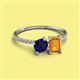 2 - Elyse 6.00 mm Cushion Shape Lab Created Blue Sapphire and 7x5 mm Emerald Shape Citrine 2 Stone Duo Ring 