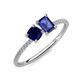 3 - Elyse 6.00 mm Cushion Shape Lab Created Blue Sapphire and 7x5 mm Emerald Shape Iolite 2 Stone Duo Ring 