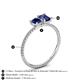 4 - Elyse 6.00 mm Cushion Shape Lab Created Blue Sapphire and 7x5 mm Emerald Shape Iolite 2 Stone Duo Ring 