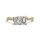 1 - Elyse GIA Certified 6.00 mm Cushion Shape Diamond and 7x5 mm Emerald Shape Forever Brilliant Moissanite 2 Stone Duo Ring 