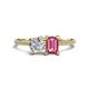 1 - Elyse GIA Certified 6.00 mm Cushion Shape Diamond and 7x5 mm Emerald Shape Pink Tourmaline 2 Stone Duo Ring 