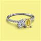 2 - Elyse GIA Certified 6.00 mm Cushion Shape Diamond and 7x5 mm Emerald Shape Lab Created Yellow Sapphire 2 Stone Duo Ring 