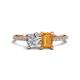 1 - Elyse GIA Certified 6.00 mm Cushion Shape Diamond and 7x5 mm Emerald Shape Citrine 2 Stone Duo Ring 