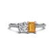 1 - Elyse GIA Certified 6.00 mm Cushion Shape Diamond and 7x5 mm Emerald Shape Citrine 2 Stone Duo Ring 
