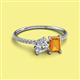 2 - Elyse GIA Certified 6.00 mm Cushion Shape Diamond and 7x5 mm Emerald Shape Citrine 2 Stone Duo Ring 