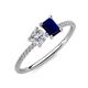 3 - Elyse GIA Certified 6.00 mm Cushion Shape Diamond and 7x5 mm Emerald Shape Lab Created Blue Sapphire 2 Stone Duo Ring 