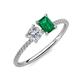 3 - Elyse GIA Certified 6.00 mm Cushion Shape Diamond and 7x5 mm Emerald Shape Lab Created Emerald 2 Stone Duo Ring 