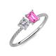 3 - Elyse GIA Certified 6.00 mm Cushion Shape Diamond and 7x5 mm Emerald Shape Lab Created Pink Sapphire 2 Stone Duo Ring 