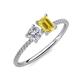 3 - Elyse GIA Certified 6.00 mm Cushion Shape Diamond and 7x5 mm Emerald Shape Lab Created Yellow Sapphire 2 Stone Duo Ring 