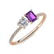 3 - Elyse GIA Certified 6.00 mm Cushion Shape Diamond and 7x5 mm Emerald Shape Amethyst 2 Stone Duo Ring 