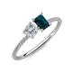 3 - Elyse GIA Certified 6.00 mm Cushion Shape Diamond and 7x5 mm Emerald Shape London Blue Topaz 2 Stone Duo Ring 