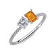 3 - Elyse GIA Certified 6.00 mm Cushion Shape Diamond and 7x5 mm Emerald Shape Citrine 2 Stone Duo Ring 