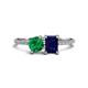 1 - Elyse 6.00 mm Cushion Shape Lab Created Emerald and 7x5 mm Emerald Shape Lab Created Blue Sapphire 2 Stone Duo Ring 