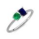 3 - Elyse 6.00 mm Cushion Shape Lab Created Emerald and 7x5 mm Emerald Shape Lab Created Blue Sapphire 2 Stone Duo Ring 