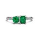 1 - Elyse 6.00 mm Cushion Shape Lab Created Emerald and 7x5 mm Emerald Shape Lab Created Emerald 2 Stone Duo Ring 