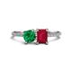 1 - Elyse 6.00 mm Cushion Shape Lab Created Emerald and 7x5 mm Emerald Shape Lab Created Ruby 2 Stone Duo Ring 