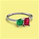 2 - Elyse 6.00 mm Cushion Shape Lab Created Emerald and 7x5 mm Emerald Shape Lab Created Ruby 2 Stone Duo Ring 