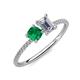 3 - Elyse 6.00 mm Cushion Shape Lab Created Emerald and GIA Certified 7x5 mm Emerald Shape Diamond 2 Stone Duo Ring 
