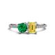 1 - Elyse 6.00 mm Cushion Shape Lab Created Emerald and 7x5 mm Emerald Shape Lab Created Yellow Sapphire 2 Stone Duo Ring 