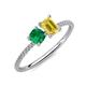 3 - Elyse 6.00 mm Cushion Shape Lab Created Emerald and 7x5 mm Emerald Shape Lab Created Yellow Sapphire 2 Stone Duo Ring 