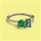2 - Elyse 6.00 mm Cushion Shape Lab Created Emerald and 7x5 mm Emerald Shape Lab Created Alexandrite 2 Stone Duo Ring 