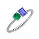 3 - Elyse 6.00 mm Cushion Shape Lab Created Emerald and 7x5 mm Emerald Shape Tanzanite 2 Stone Duo Ring 