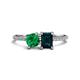 1 - Elyse 6.00 mm Cushion Shape Lab Created Emerald and 7x5 mm Emerald Shape London Blue Topaz 2 Stone Duo Ring 