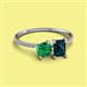 2 - Elyse 6.00 mm Cushion Shape Lab Created Emerald and 7x5 mm Emerald Shape London Blue Topaz 2 Stone Duo Ring 