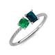 3 - Elyse 6.00 mm Cushion Shape Lab Created Emerald and 7x5 mm Emerald Shape London Blue Topaz 2 Stone Duo Ring 