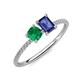3 - Elyse 6.00 mm Cushion Shape Lab Created Emerald and 7x5 mm Emerald Shape Iolite 2 Stone Duo Ring 