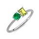 3 - Elyse 6.00 mm Cushion Shape Lab Created Emerald and 7x5 mm Emerald Shape Peridot 2 Stone Duo Ring 
