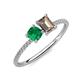 3 - Elyse 6.00 mm Cushion Shape Lab Created Emerald and 7x5 mm Emerald Shape Smoky Quartz 2 Stone Duo Ring 