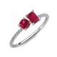 3 - Elyse 6.00 mm Cushion Shape and 7x5 mm Emerald Shape Lab Created Ruby 2 Stone Duo Ring 