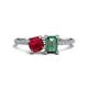 1 - Elyse 6.00 mm Cushion Shape Lab Created Ruby and 7x5 mm Emerald Shape Lab Created Alexandrite 2 Stone Duo Ring 