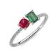 3 - Elyse 6.00 mm Cushion Shape Lab Created Ruby and 7x5 mm Emerald Shape Lab Created Alexandrite 2 Stone Duo Ring 