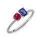 3 - Elyse 6.00 mm Cushion Shape Lab Created Ruby and 7x5 mm Emerald Shape Iolite 2 Stone Duo Ring 