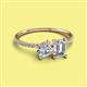 2 - Elyse 6.00 mm Cushion Shape Forever Brilliant Moissanite and GIA Certified 7x5 mm Emerald Shape Diamond 2 Stone Duo Ring 