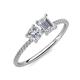 3 - Elyse 6.00 mm Cushion Shape Forever One Moissanite and 7x5 mm Emerald Shape White Sapphire 2 Stone Duo Ring 