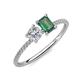 3 - Elyse 6.00 mm Cushion Shape Forever One Moissanite and 7x5 mm Emerald Shape Lab Created Alexandrite 2 Stone Duo Ring 