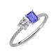 3 - Elyse 6.00 mm Cushion Shape Forever One Moissanite and 7x5 mm Emerald Shape Tanzanite 2 Stone Duo Ring 