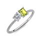 3 - Elyse 6.00 mm Cushion Shape Forever One Moissanite and 7x5 mm Emerald Shape Peridot 2 Stone Duo Ring 