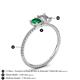 4 - Elyse 6.00 mm Cushion Shape Lab Created Emerald and IGI Certified 7x5 mm Emerald Shape Lab Grown Diamond 2 Stone Duo Ring 
