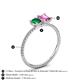 4 - Elyse 6.00 mm Cushion Shape Lab Created Emerald and 7x5 mm Emerald Shape Lab Created Pink Sapphire 2 Stone Duo Ring 