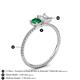 4 - Elyse 6.00 mm Cushion Shape Lab Created Emerald and 7x5 mm Emerald Shape White Sapphire 2 Stone Duo Ring 