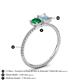 4 - Elyse 6.00 mm Cushion Shape Lab Created Emerald and 7x5 mm Emerald Shape Aquamarine 2 Stone Duo Ring 